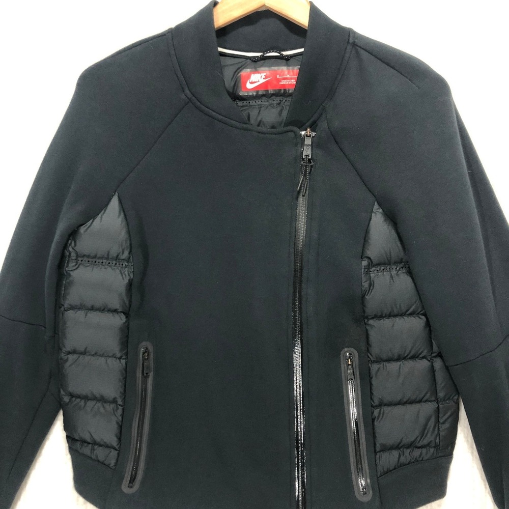 Nike Tech Fleece Aeroloft Moto Jacket Medium Black 800 Down Puffer‎ 683938